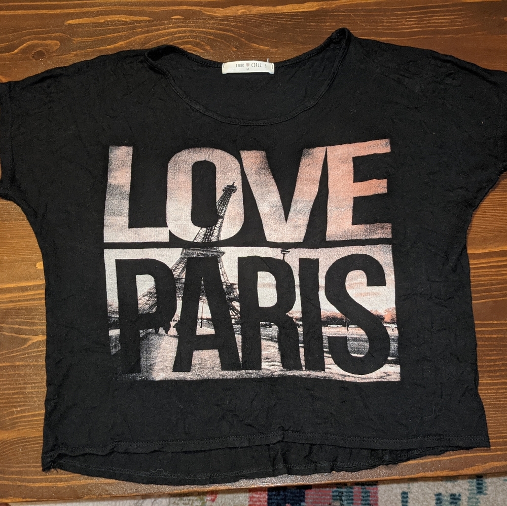 Black "Four Girls" short sleeve shirt